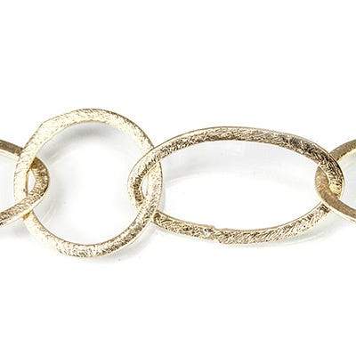 19mm and 27x16mm 14kt Gold plated Brushed Round & Marquise Link Chain by the foot