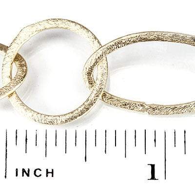 19mm and 27x16mm 14kt Gold plated Brushed Round & Marquise Link Chain by the foot