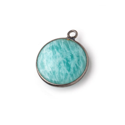 19mm Black Gold .925 Bezel Amazonite Plain Coin Pendant 1 Focal Bead