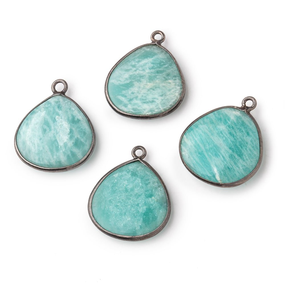 19mm Black Gold .925 Bezel Amazonite Plain Heart Pendant 1 Focal Bead