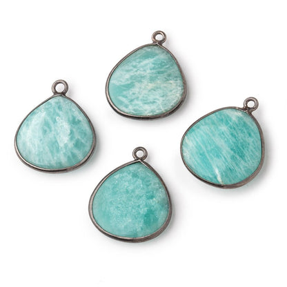 19mm Black Gold .925 Bezel Amazonite Plain Heart Pendant 1 Focal Bead
