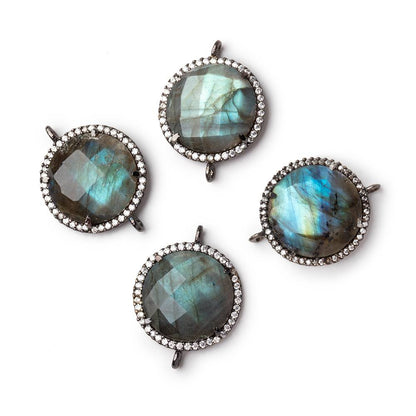 19mm Black Gold CZ Bezel Labradorite Coin Connector 1 Focal