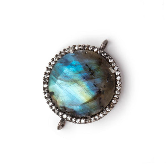 19mm Black Gold CZ Bezel Labradorite Coin Connector 1 Focal