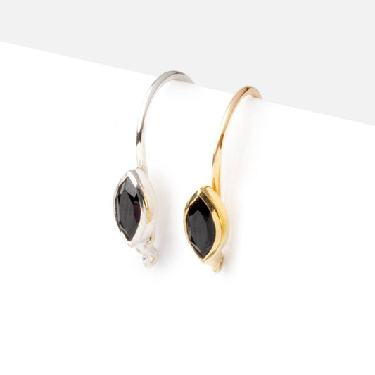 19mm Black Spinel Marquise Ear Wire Set of 2 pieces