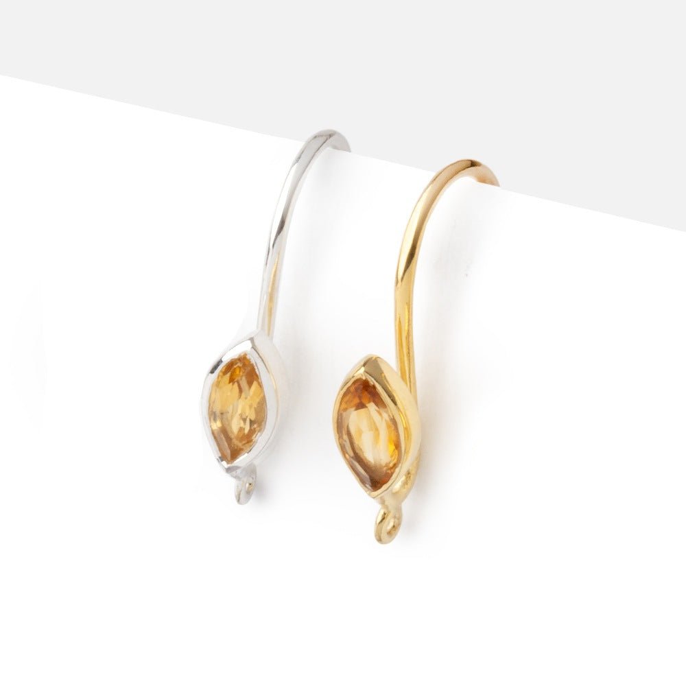 19mm Citrine Marquise Ear Wire Set of 2 pieces