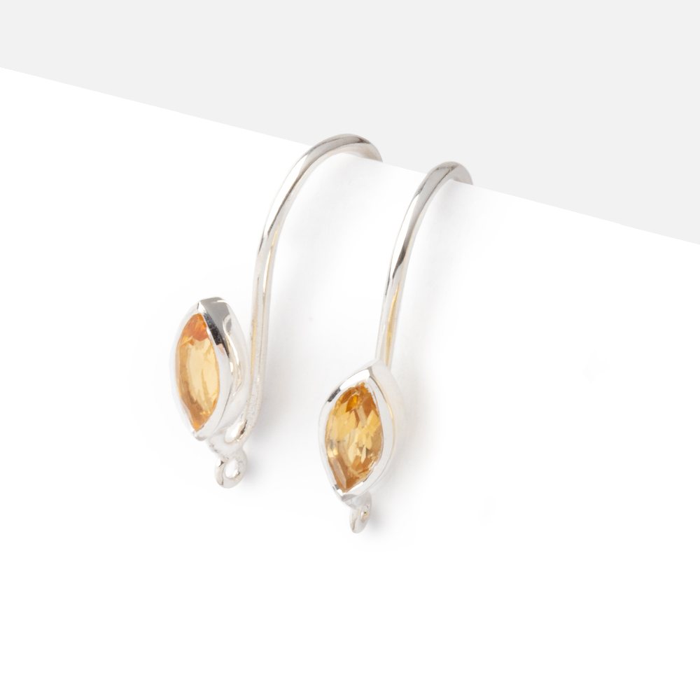 19mm Citrine Marquise Ear Wire Set of 2 pieces