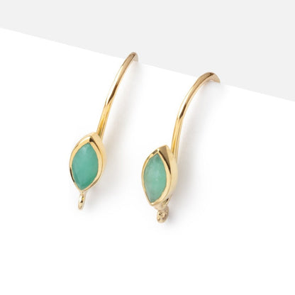19mm Emerald Marquise Ear Wire Set of 2 pieces