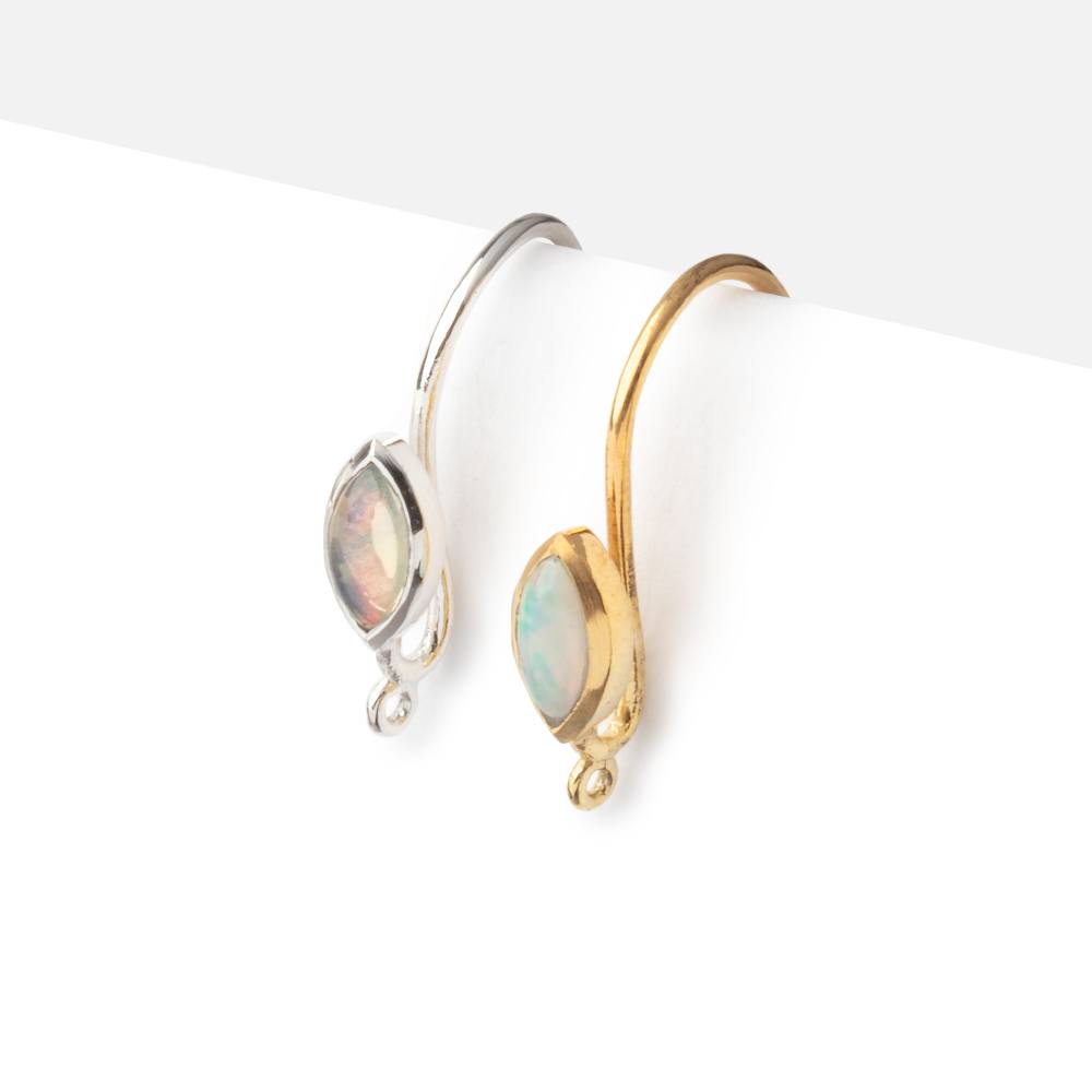 19mm Ethiopian Opal Plain Marquise Ear Wire Set of 2 pieces