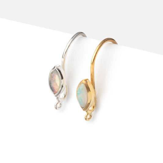 19mm Ethiopian Opal Plain Marquise Ear Wire Set of 2 pieces