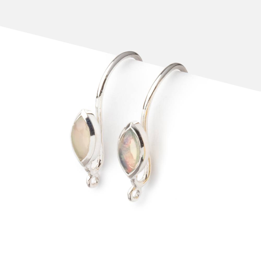 19mm Ethiopian Opal Plain Marquise Ear Wire Set of 2 pieces