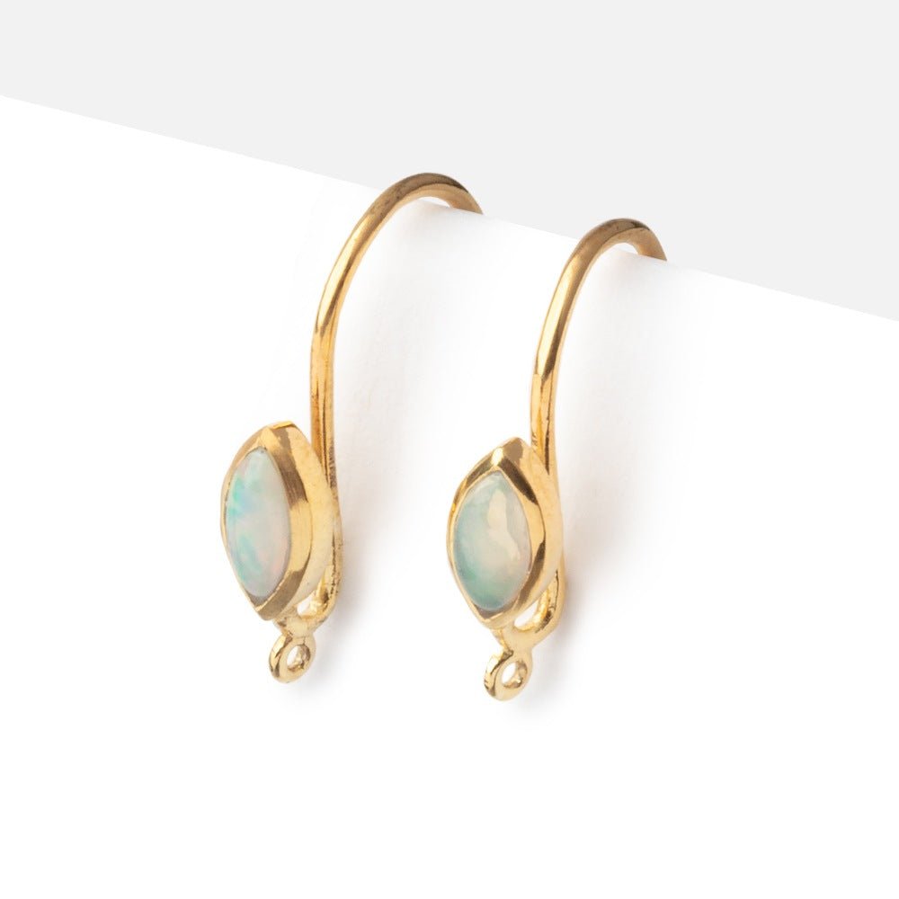 19mm Ethiopian Opal Plain Marquise Ear Wire Set of 2 pieces