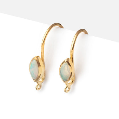 19mm Ethiopian Opal Plain Marquise Ear Wire Set of 2 pieces
