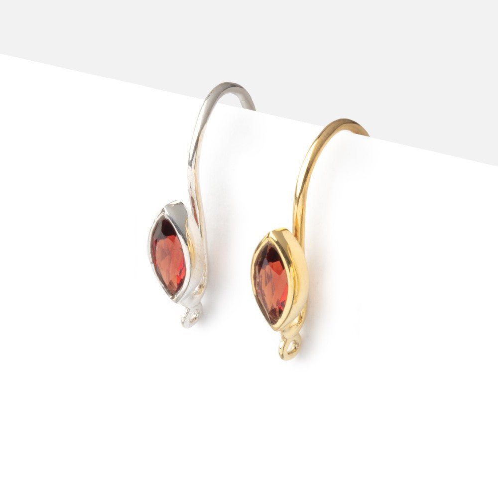 19mm Garnet Marquise Ear Wire Set of 2 pieces