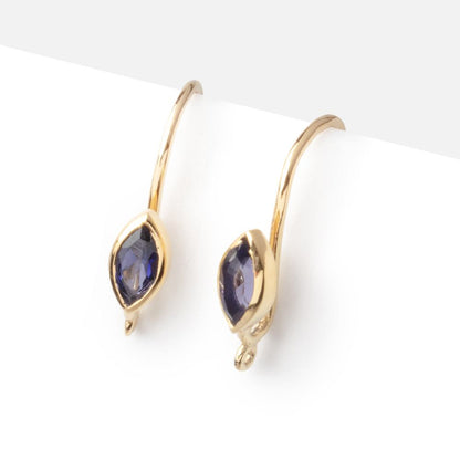 19mm Iolite Marquise Ear Wire Set of 2 pieces