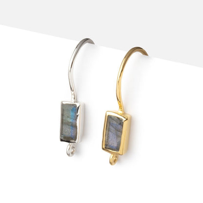 19mm Labradorite Baguette Ear Wire Set of 2 pieces