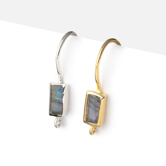 19mm Labradorite Baguette Ear Wire Set of 2 pieces