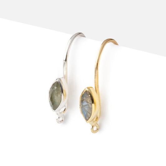 19mm Labradorite Marquise Ear Wire Set of 2 pieces