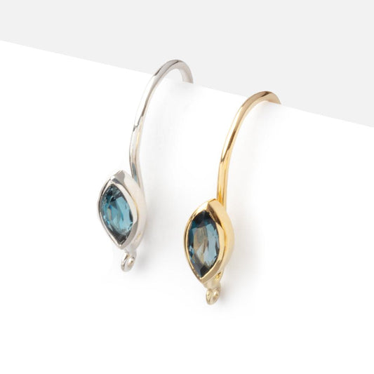 19mm London Blue Topaz Marquise Ear Wire Set of 2 pieces