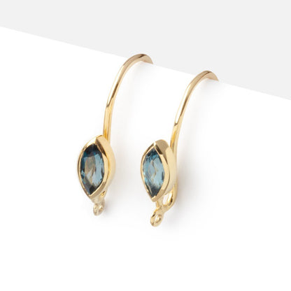 19mm London Blue Topaz Marquise Ear Wire Set of 2 pieces