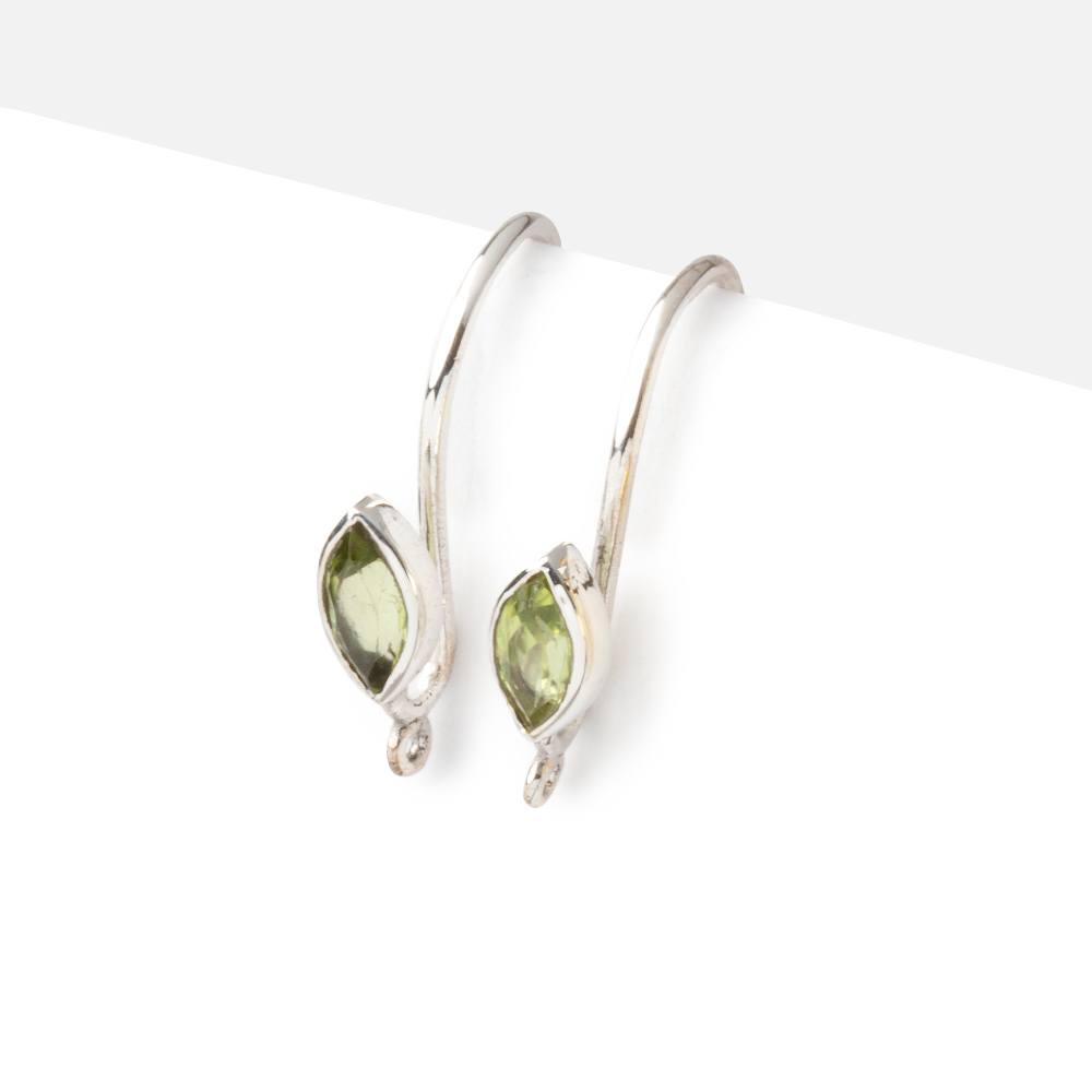 19mm Peridot Marquise Ear Wire Set of 2 pieces
