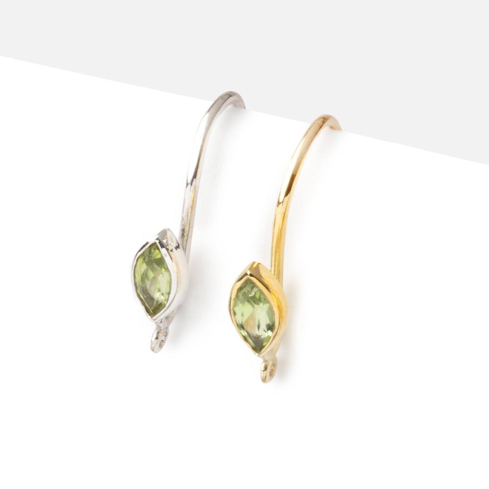 19mm Peridot Marquise Ear Wire Set of 2 pieces