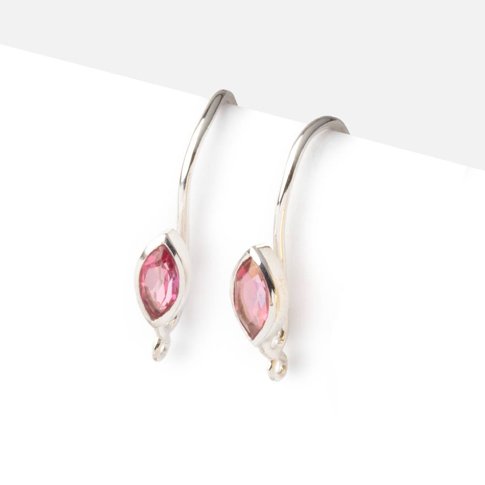19mm Pink Topaz Marquise Ear Wire Set of 2 pieces
