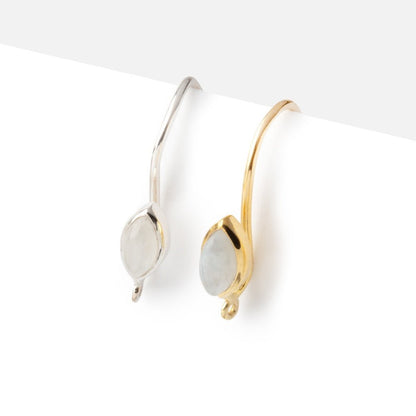 19mm Rainbow Moonstone Plain Marquise Ear Wire Set of 2 pieces