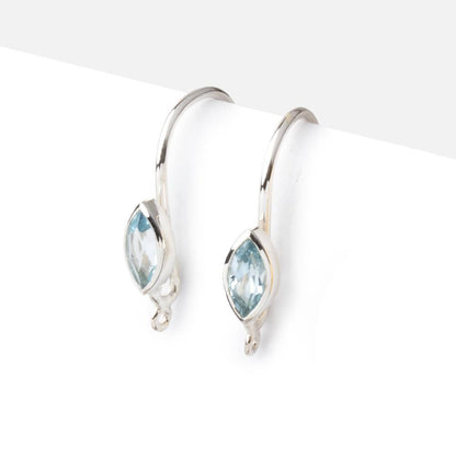 19mm Sky Blue Topaz Marquise Ear Wire Set of 2 pieces