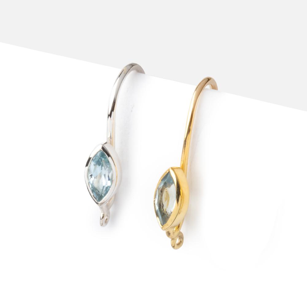 19mm Sky Blue Topaz Marquise Ear Wire Set of 2 pieces