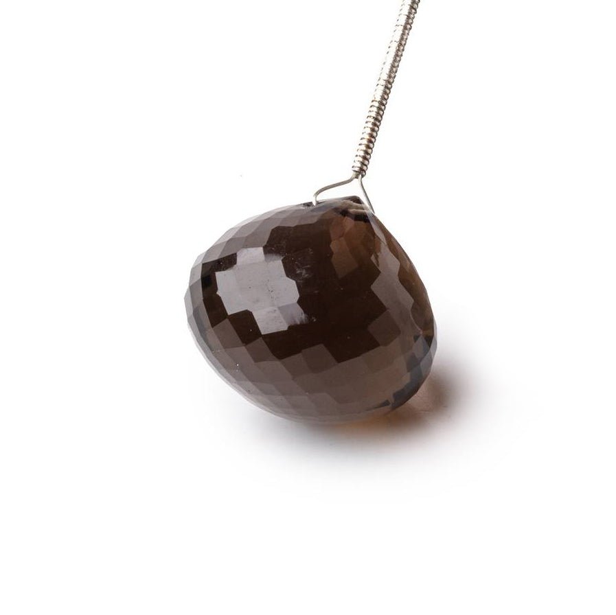 17mm Smoky Quartz Faceted Candy Kiss Focal 1 Bead