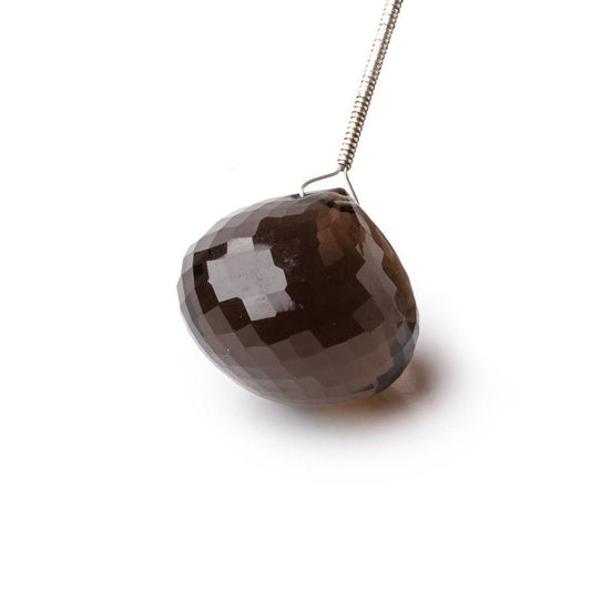 17mm Smoky Quartz Faceted Candy Kiss Focal 1 Bead