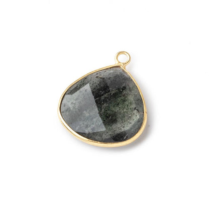 19mm Vermeil Bezel Moss Quartz Faceted Heart Pendant 1 Focal Piece