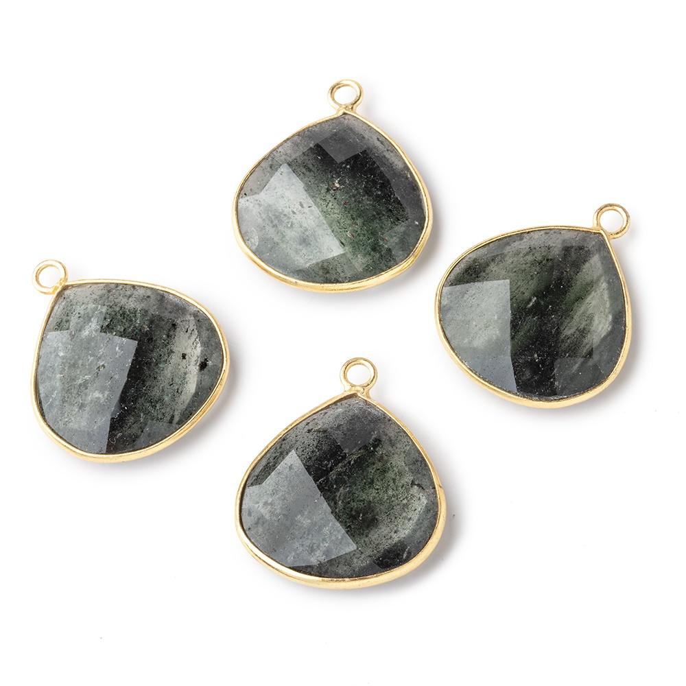 19mm Vermeil Bezel Moss Quartz Faceted Heart Pendant 1 Focal Piece