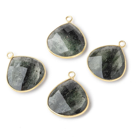 19mm Vermeil Bezel Moss Quartz Faceted Heart Pendant 1 Focal Piece