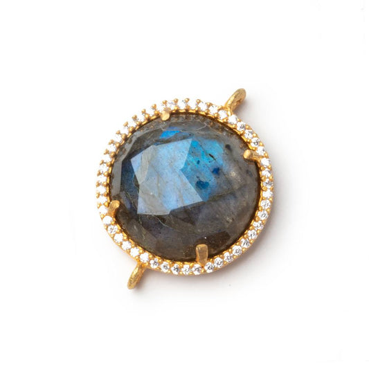 19mm Vermeil CZ Bezel Labradorite Coin Connector 1 Focal