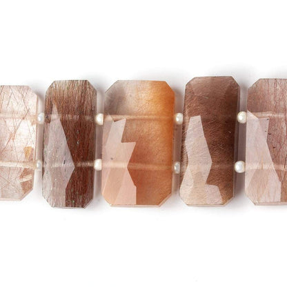19x10-22x12mm Rutilated Quartz Double Drilled Faceted Rectangles 7 inch 15 beads AA