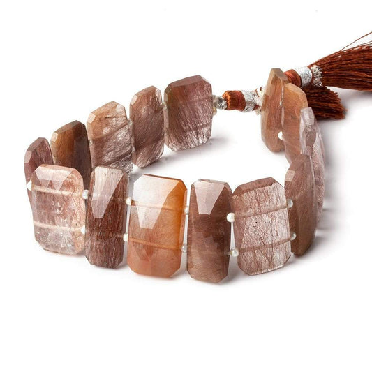 19x10-22x12mm Rutilated Quartz Double Drilled Faceted Rectangles 7 inch 15 beads AA