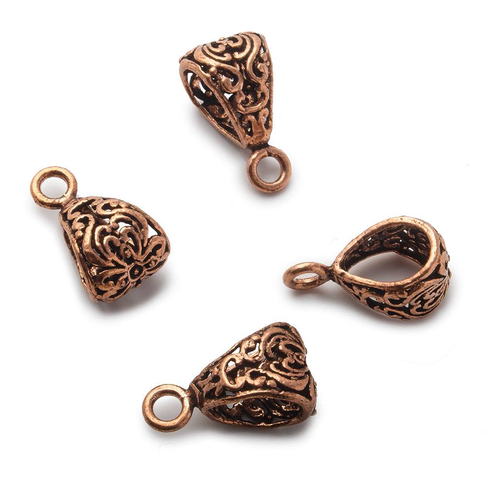 19x10mm Copper Bail with Victorian Floral Set of 4