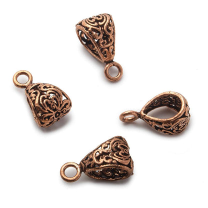 19x10mm Copper Bail with Victorian Floral Set of 4