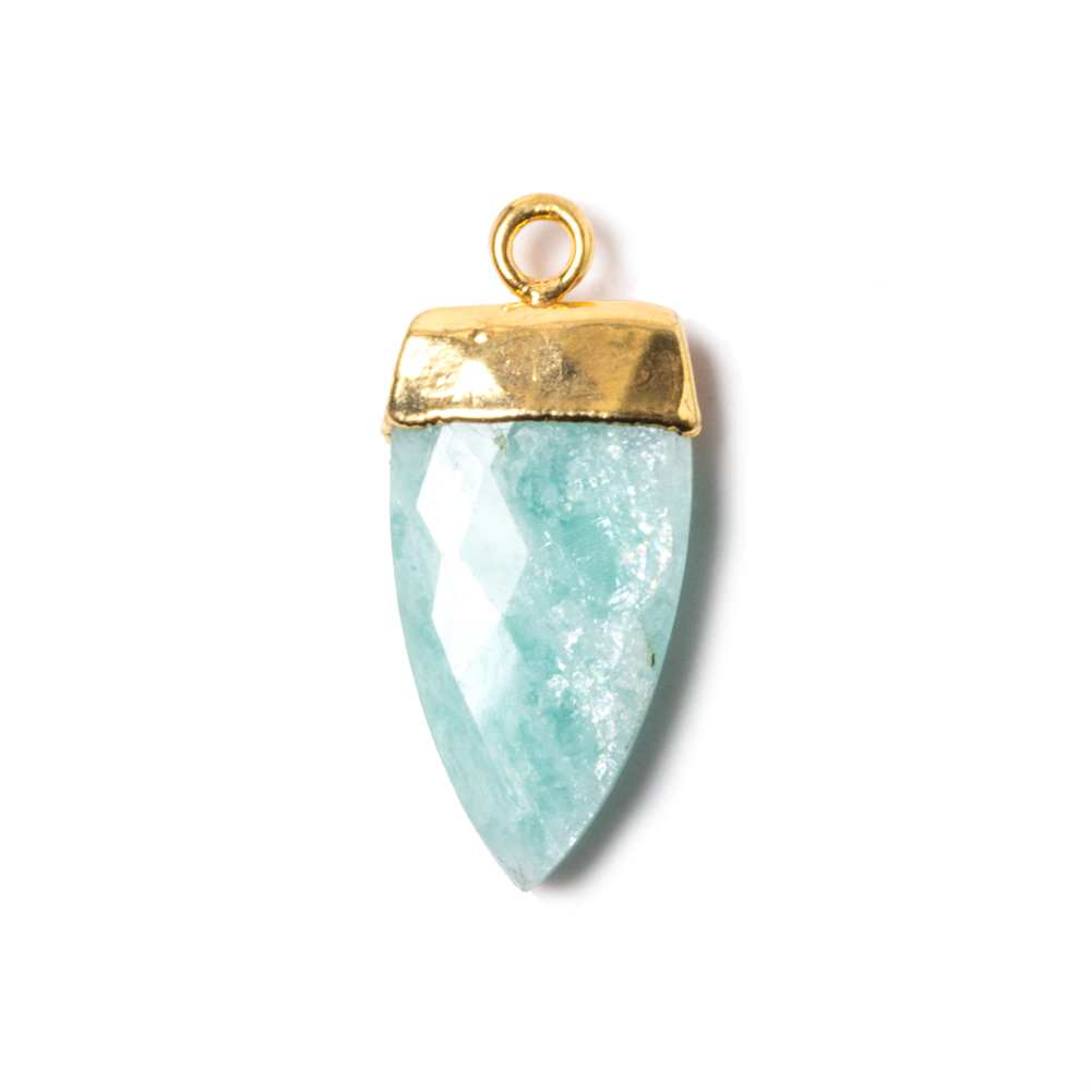 19x10mm Gold Leafed Amazonite faceted Point Pendant 1 piece