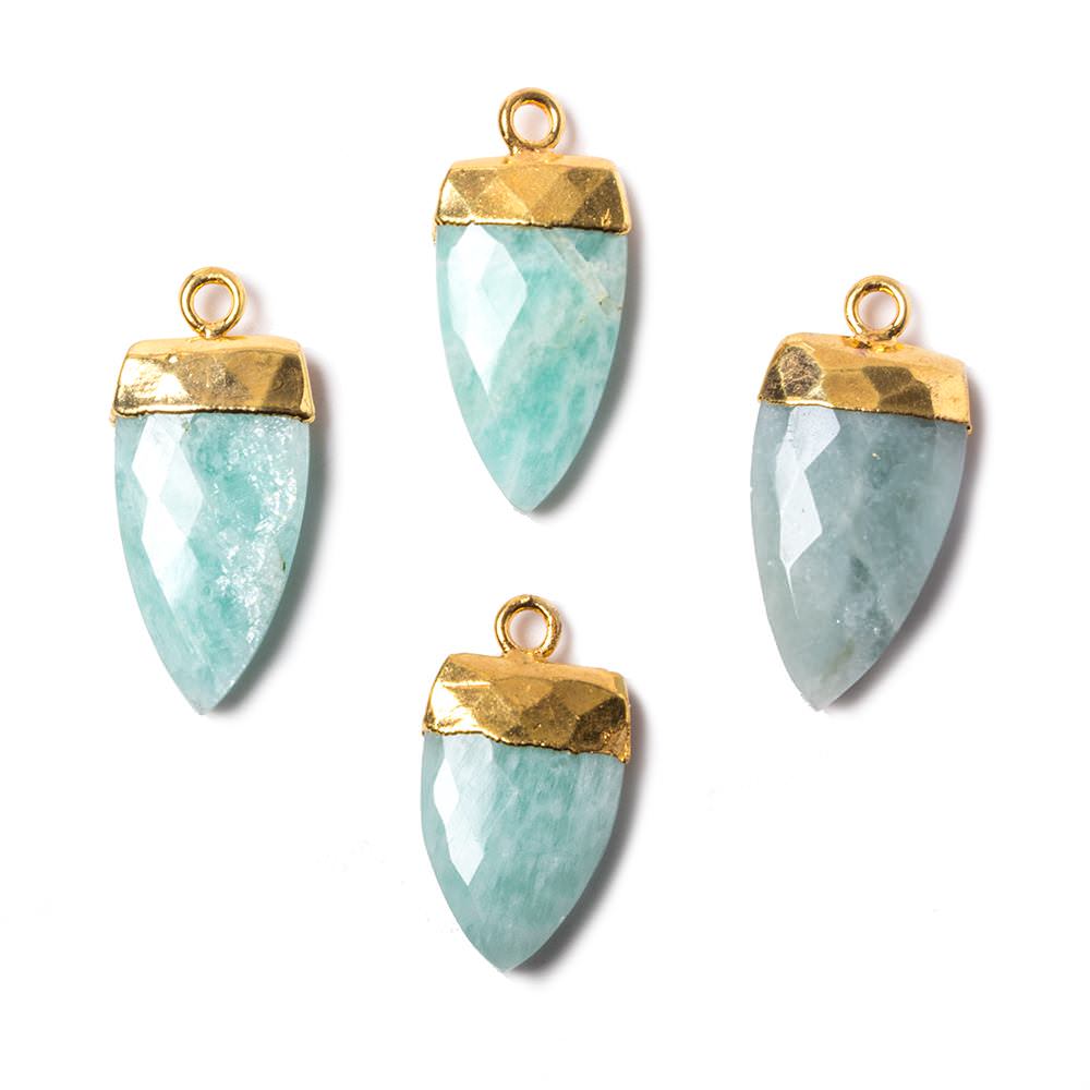19x10mm Gold Leafed Amazonite faceted Point Pendant 1 piece
