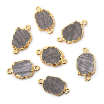 19x10mm Gold Leafed Hypersthene Slice Connector 1 piece