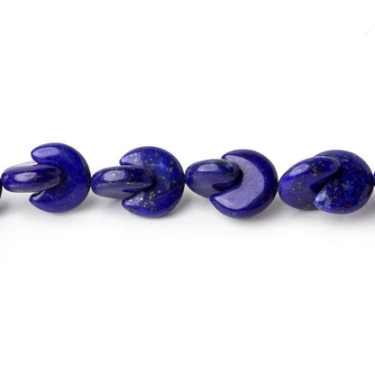 19x10mm Lapis Lazuli interlocking center drilled half moon beads 7.5 inch 26 pieces AAA