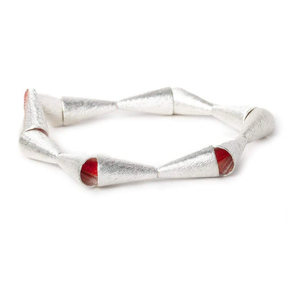 19x10mm Sterling Silver Plated Copper Brushed Cone 8 inch 12 pcs