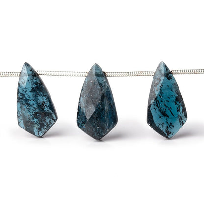 19x10mm Teal Moss Kyanite Faceted Shield Beads 6.5 inch 12 pieces