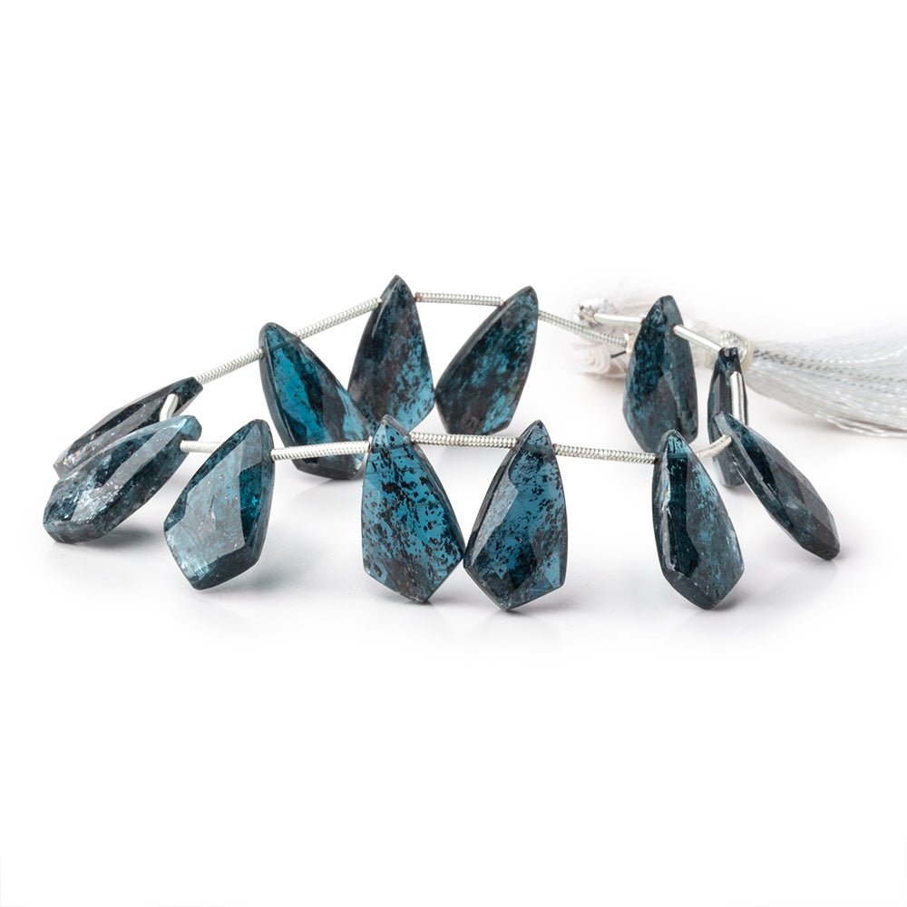 19x10mm Teal Moss Kyanite Faceted Shield Beads 6.5 inch 12 pieces