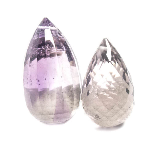 19x11-23x13mm Amethyst Faceted Tear Drop Focal Bead Set of 2
