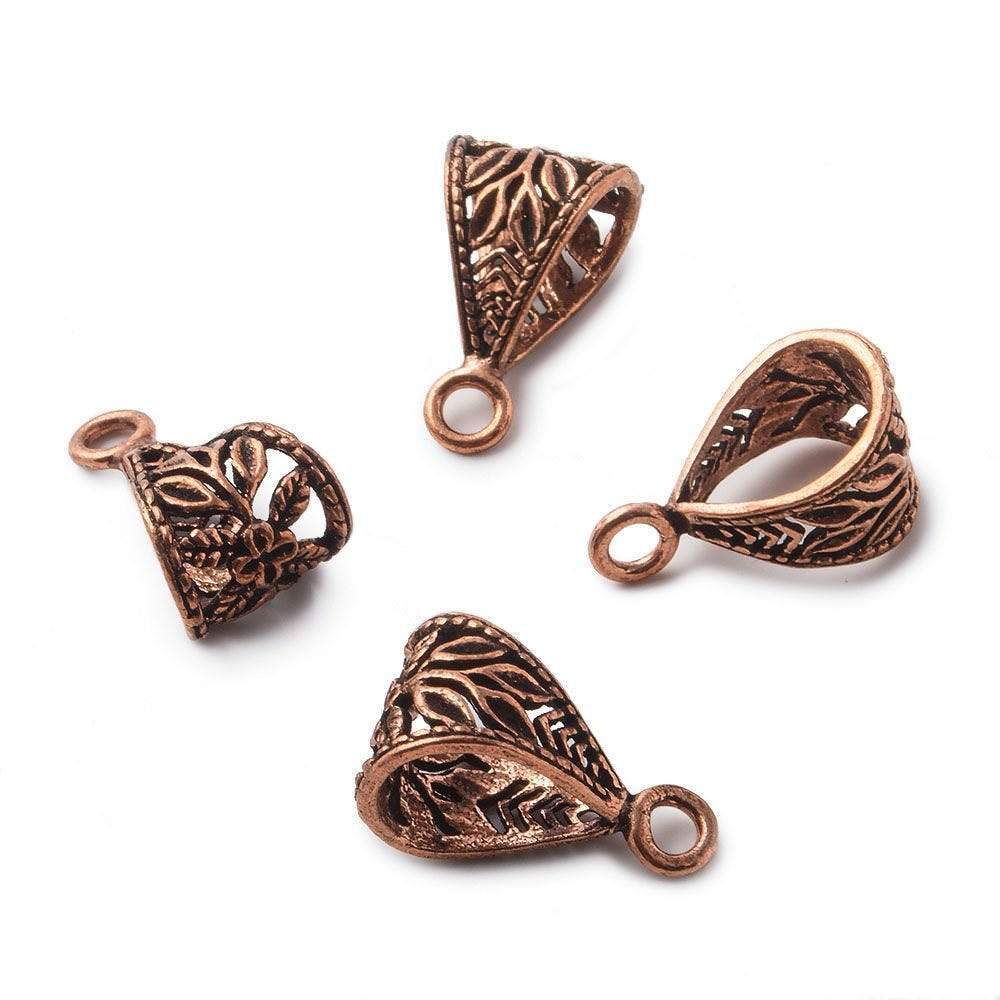 19x11mm Branch Antiqued Copper Bail Finding Set of 4