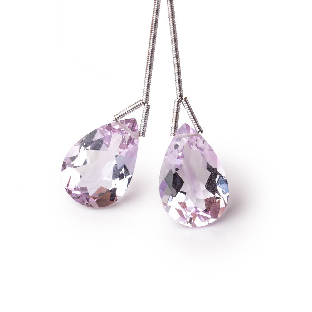 19x11mm Pink Amethyst Pavilion Faceted Pear Focal Set of 2 Beads AAA