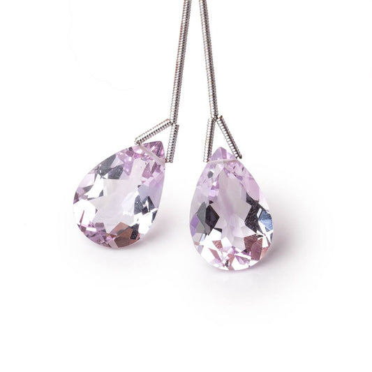 19x11mm Pink Amethyst Pavilion Faceted Pear Focal Set of 2 Beads AAA